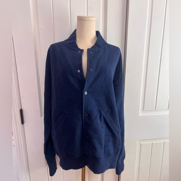 American Eagle Button Up Navy Varsity Jacket Size Large EUC - Picture 1 of 2